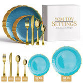 420 Piece Peacock/Gold Petal Combo Set | Serves 60 Guests